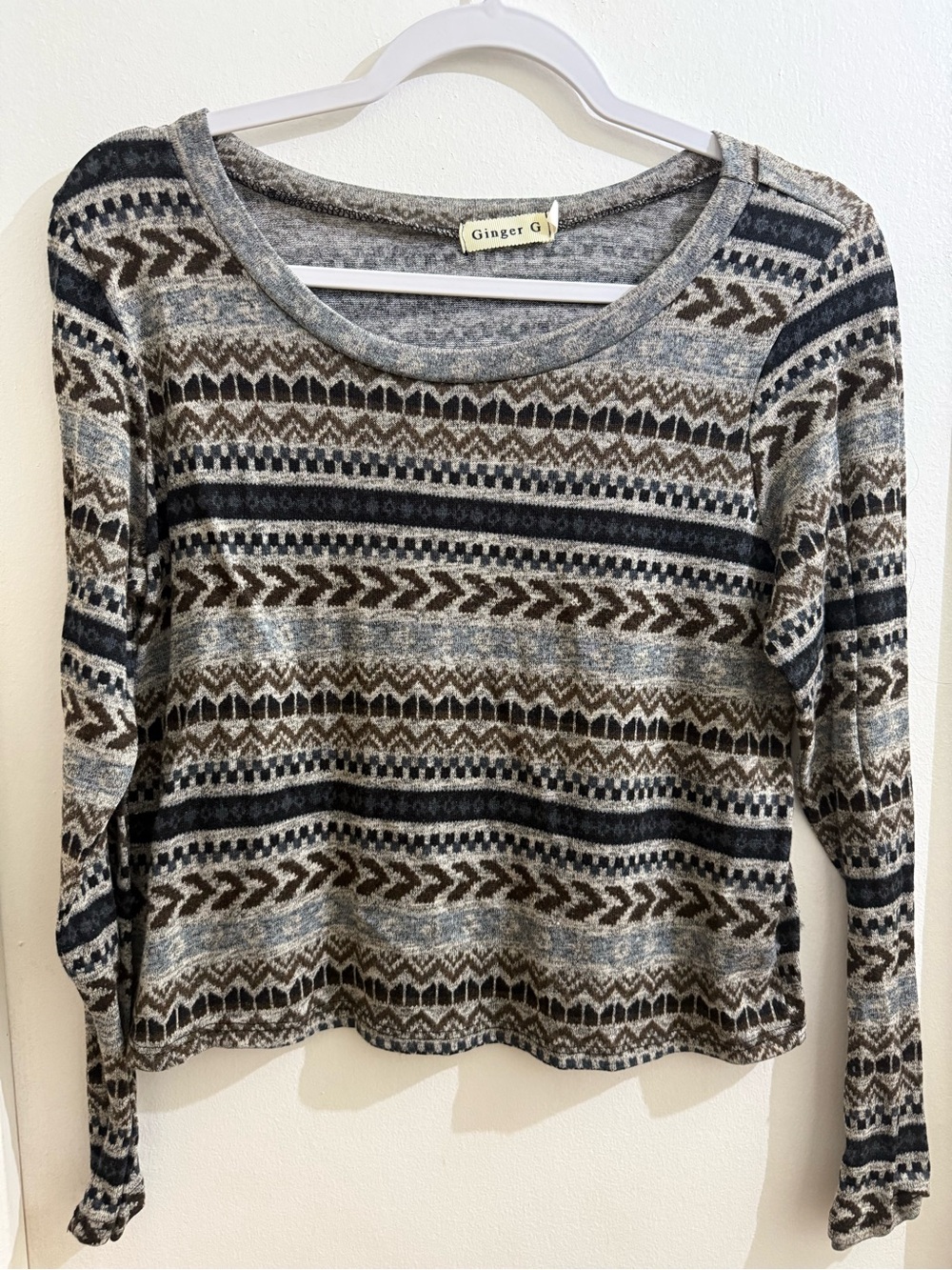 Ginger G Patterned Long Sleeve Top